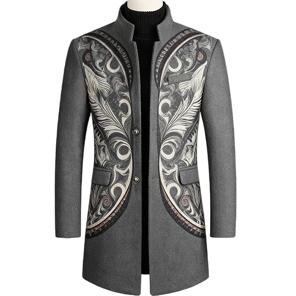 Autumn Winter Warm Men's Coat - Woolen Cotton Thickened Medium-Length Trench for Office Daily Use