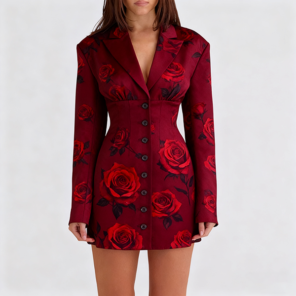 Solid Sexy Women's Pencil Dress - Collared Single Breasted Fitted Elegant Slim Figure Party Dress